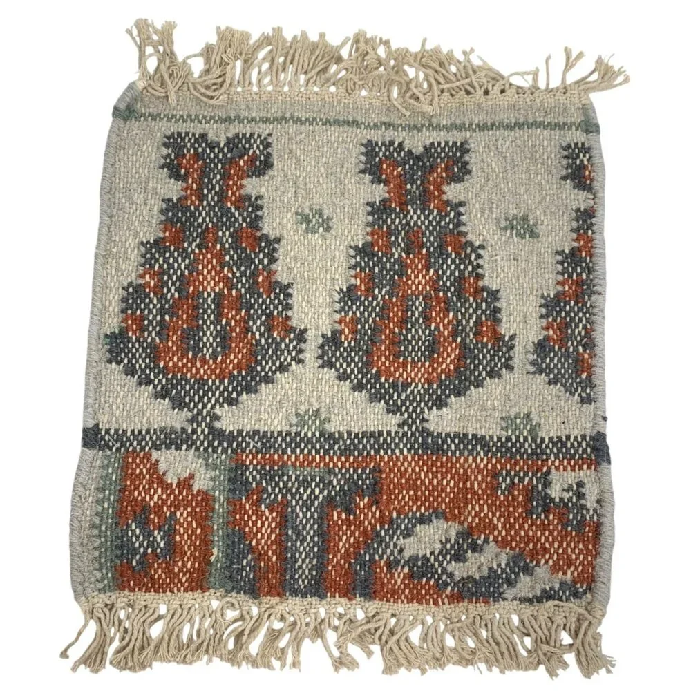 Montane Tapestry Wool Blend Rug SAMPLE / Placemat Handmade in India 15.5